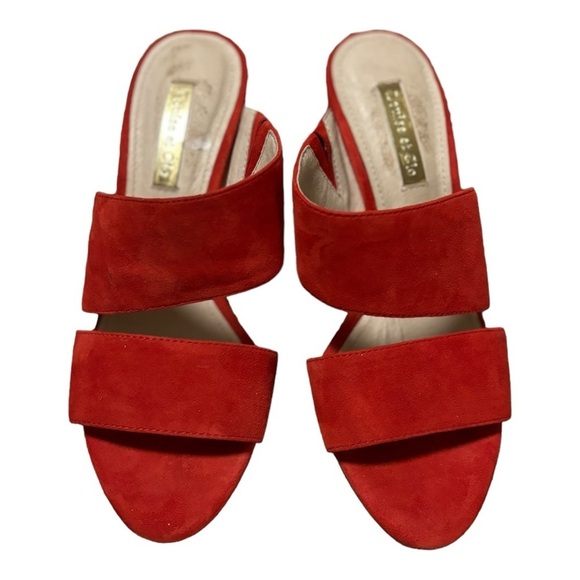 Louise et Cie Lo-Kala Red Suede Leather Heeled Strappy Slide Sandals Size 5 M - Picture 11 of 13